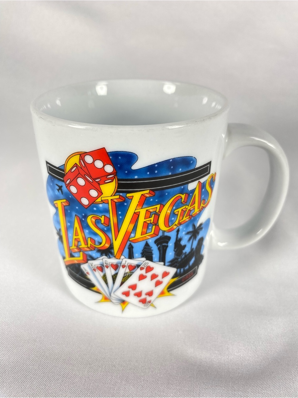 Vintage Style Las Vegas Casino Coffee Mug Dice Cards Roulette Souvenir Cup